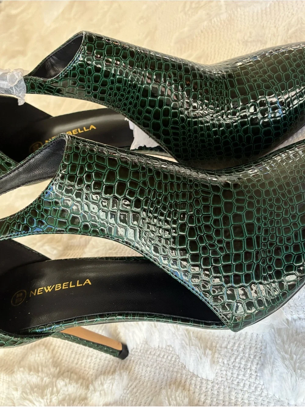 Green Croc-Embossed Women’s Slingback Heels